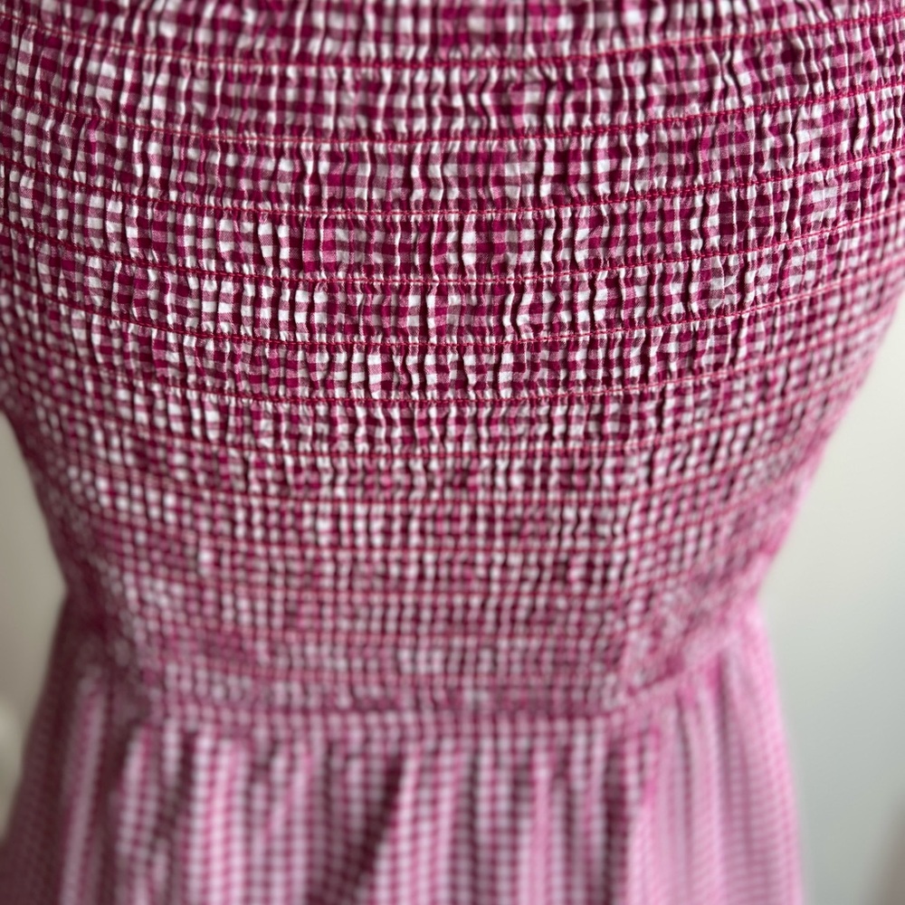 Chic Pink Checkered Midi Dress - Picture 5 of 12